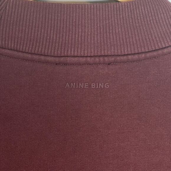 Anine Bing Bradie Designer Logo Crewneck Sweatshirt Burgundy size Large Cotton - Picture 11 of 12